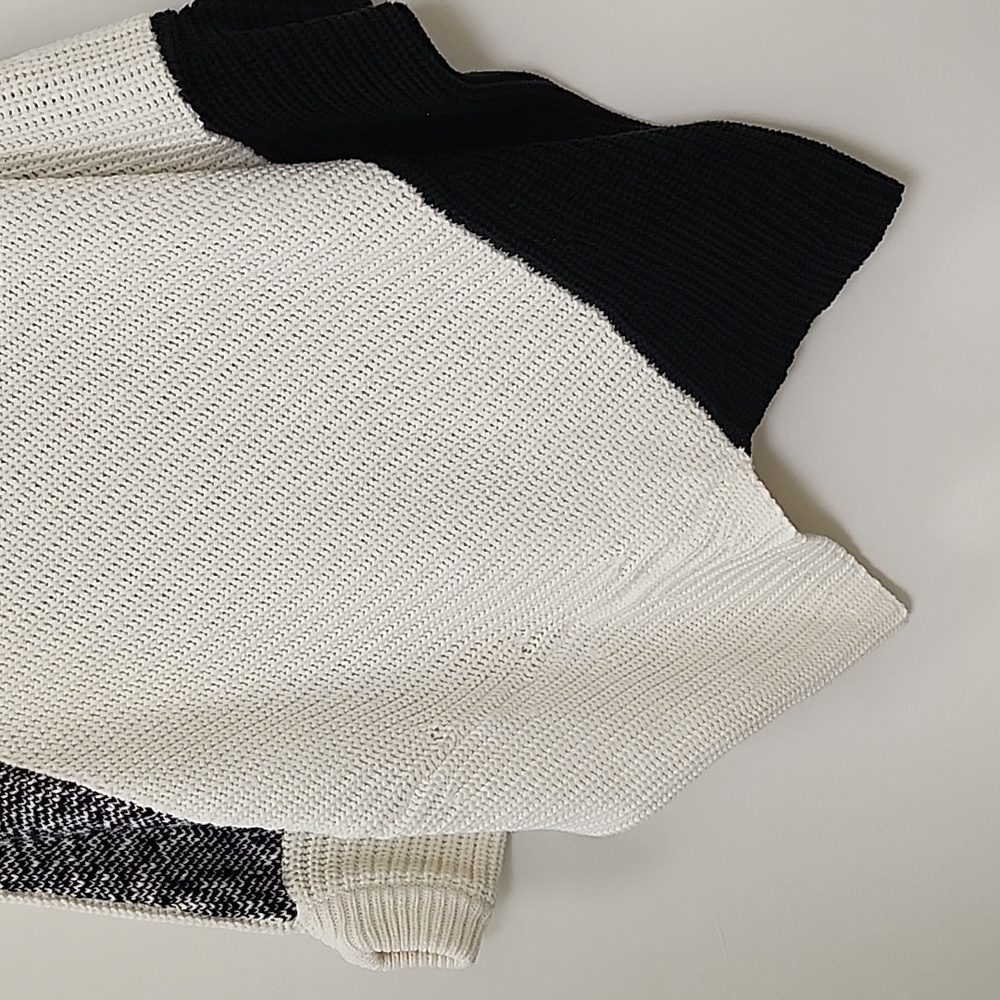 Maje Paris Patchwork Cape/ Cocoon/ Poncho Black/ Off White Size M-L - Picture 13 of 16